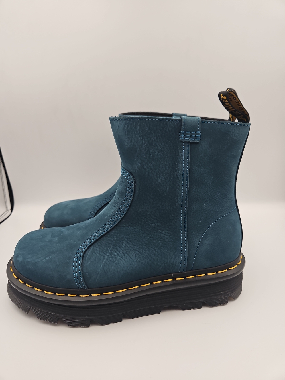 Dr. Martens Teal Leather Platform Ankle Boots